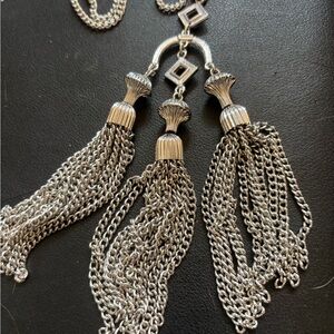 Three-Tassel Silver Chain Pendant Necklace for Women